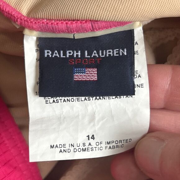 Ralph Lauren Sport Swimsuit Womens 14 One Piece Bathing Hot Pink Vintage USA New - Picture 7 of 10